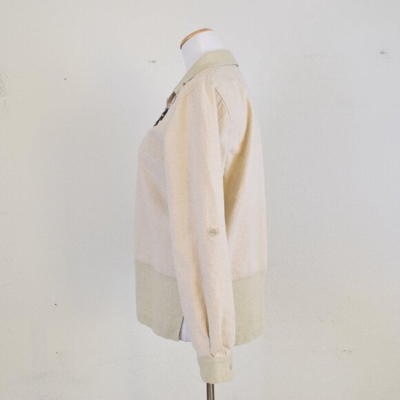 Vintage 90s Linen/Cotton Teddi Shirt | size M - Picture 3 of 8